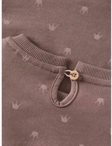 GUPPY MINI midi A-lijn jurk met broderie en print oudroze Meisjes Katoen Ronde hals - Foto 3