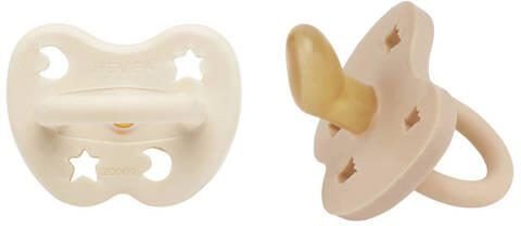 Hevea speen 2-pack 3-36 ortho Milky White & Sand Fopspeen