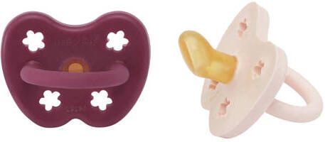 Hevea speen 2-pack 3-36 ortho Powder Pink & Rosewood Fopspeen