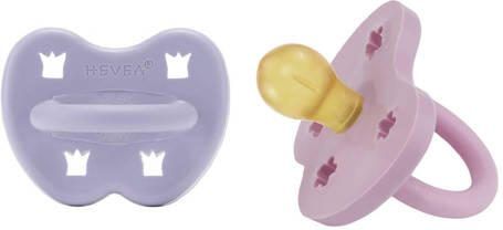 Hevea speen 2-pack 3-36 rond Dusty Violet & Light Orchid Fopspeen