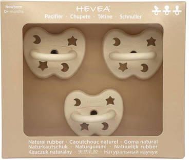 Hevea speen 3-pack sym ortho rond trial pack Milky White Fopspeen