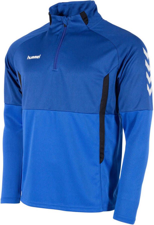 Hummel Junior sportsweater Authentic 1 4 Zip kobaltblauw zwart Jongens Polyester Opstaande kraag 140