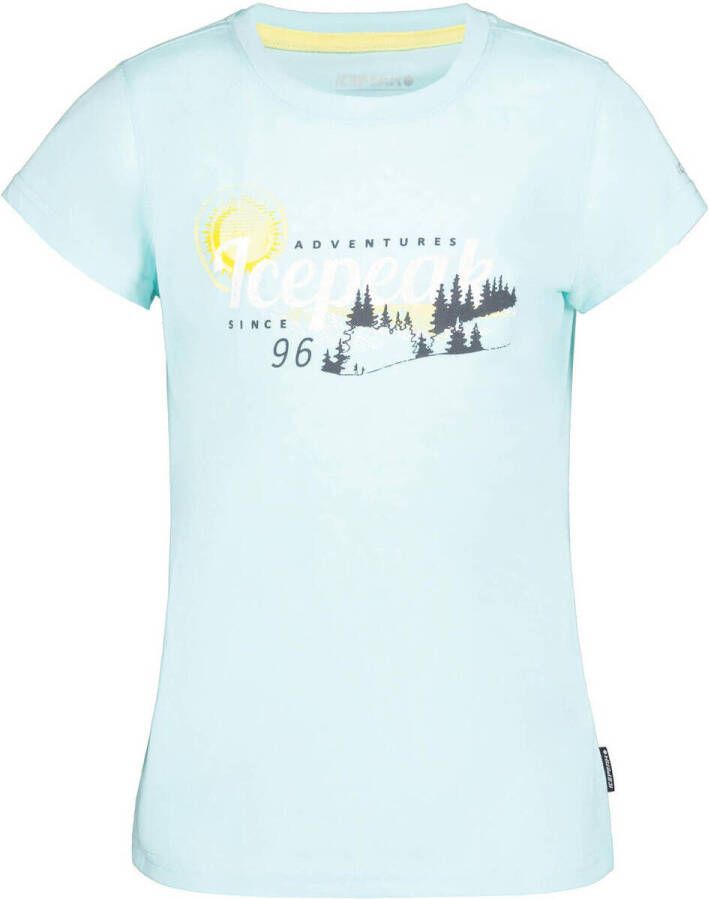 Icepeak outdoor T-shirt licht turquoise Sport t-shirt Blauw Meisjes Polyester Ronde hals 128