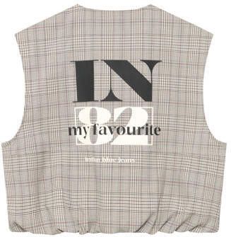 Indian Blue Jeans oversized geruit gilet met backprint beige Meisjes Polyester Ronde hals - Foto 5