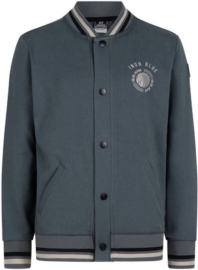 Indian Blue Jeans bomberjack zomer met backprint donker olijfgroen