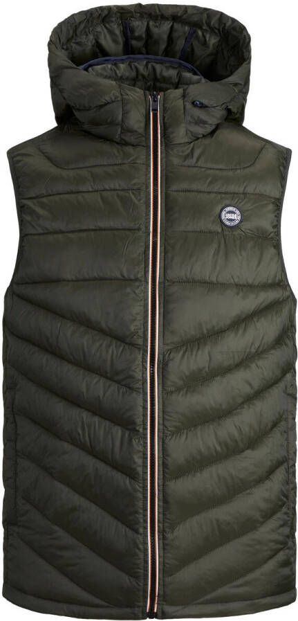 Jack & jones JUNIOR bodywarmer JJEHERO met logo donkergroen Jongens Polyester Capuchon 140 - Foto 4