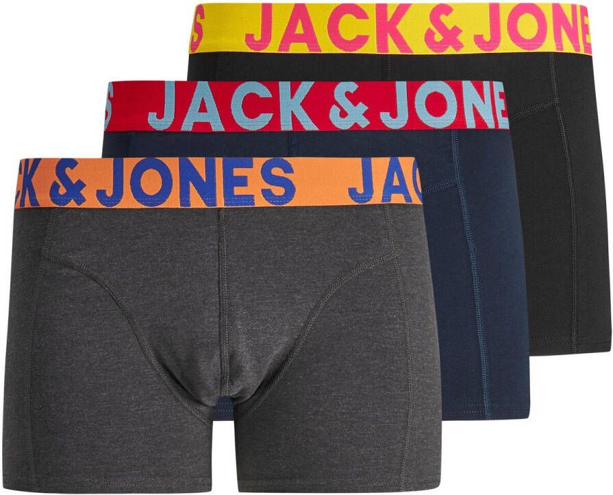 Jack & jones JUNIOR boxershort JACCRAZY set van 3 zwart donkergrijs donkerblauw Jongens Stretchkatoen 152