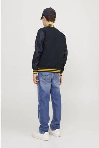 Jack & jones JUNIOR bomberjack JORCOLLEGE met printopdruk donkerblauw Jas Jongens Polyester Ronde hals 128