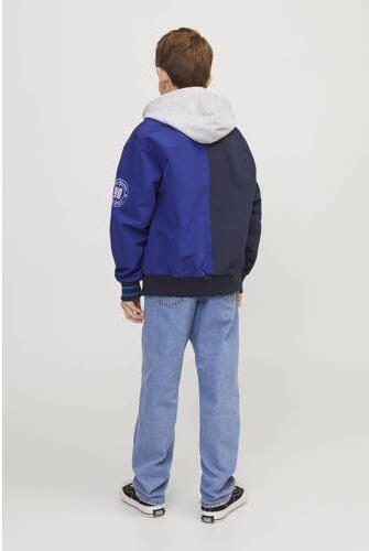 Jack & jones JUNIOR bomberjack zomer JORECOLE met printopdruk en 3D applicatie donkerblauw blauw Jas Jongens Polyester Klassieke kraag 128