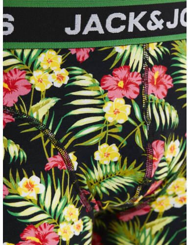 Jack & jones JUNIOR boxershort JACPINK FLOWERS set van 3 zwart groen geel Jongens Stretchkatoen 176