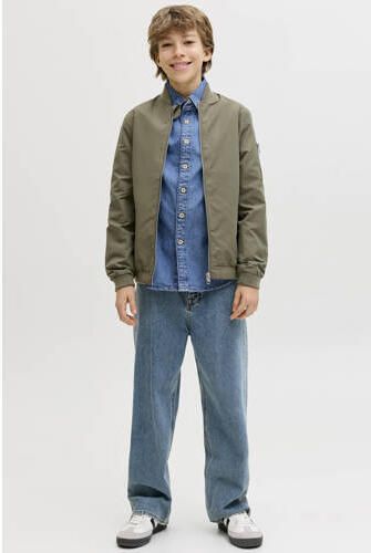 JACK & JONES JUNIOR denim overhemd medium blue denim Blauw Jongens Katoen Mao kraag - Foto 4