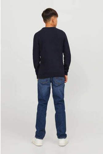 Jack & jones JUNIOR gebreide trui JORBRODY donkerblauw Jongens Katoen Ronde hals 152 - Foto 3