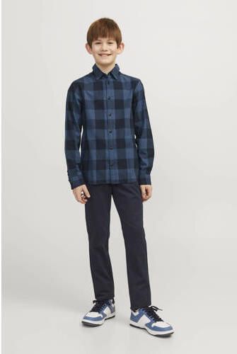 Jack & jones JUNIOR geruit overhemd JJEGINGHAM donkerblauw zwart Jongens Katoen Klassieke kraag 116