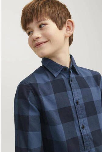 Jack & jones JUNIOR geruit overhemd JJEGINGHAM donkerblauw zwart Jongens Katoen Klassieke kraag 116 - Foto 2