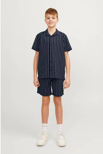 Jack & jones JUNIOR gestreept overhemd JORPALMA donkerblauw wit Jongens Polyester Klassieke kraag 128 - Foto 3