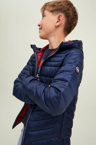 Jack & jones JUNIOR gewatteerde jas JJEHERO donkerblauw Jongens Polyester Capuchon 152 - Foto 3