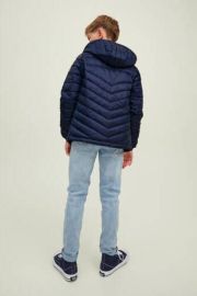 Jack & jones JUNIOR gewatteerde jas JJEHERO donkerblauw Jongens Polyester Capuchon 152 - Thumbnail 5