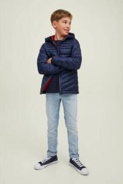 Jack & jones JUNIOR gewatteerde jas JJEHERO donkerblauw Jongens Polyester Capuchon 152 - Thumbnail 6