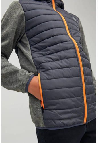 Jack & jones JUNIOR gewatteerde jas JJEMULTI grijs grijs melange Jongens Polyester Capuchon 128 - Foto 2