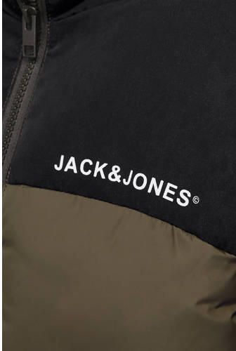 Jack & jones JUNIOR gewatteerde jas olijfgroen zwart Jongens Polyester Opstaande kraag 140 - Foto 2