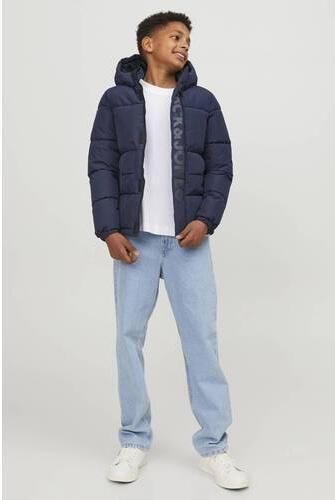 JACK & JONES JUNIOR gewatteerde winterjas JCOSPEED donkerblauw Jongens Polyester Capuchon - Foto 4