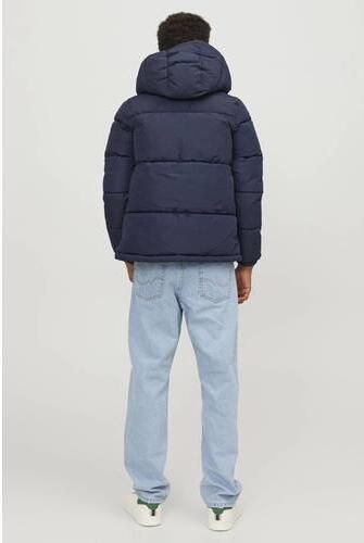 JACK & JONES JUNIOR gewatteerde winterjas JCOSPEED donkerblauw Jongens Polyester Capuchon - Foto 5