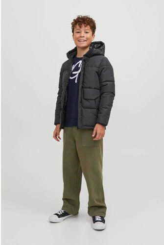 Jack & jones JUNIOR gewatteerde winterjas JCOSPEED van gerecycled polyester zwart Jongens Gerecycled polyester (duurzaam) Capuchon 176 - Foto 4