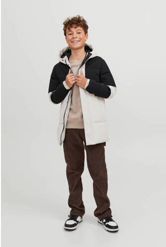 Jack & jones JUNIOR gewatteerde winterjas JJEFORCE wit zwart Jongens Gerecycled dons Capuchon 164 - Foto 2