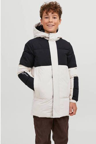 Jack & jones JUNIOR gewatteerde winterjas JJEFORCE wit zwart Jongens Gerecycled dons Capuchon 164 - Foto 3