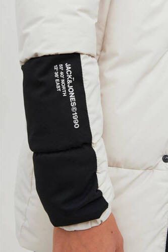 Jack & jones JUNIOR gewatteerde winterjas JJEFORCE wit zwart Jongens Gerecycled dons Capuchon 164 - Foto 4
