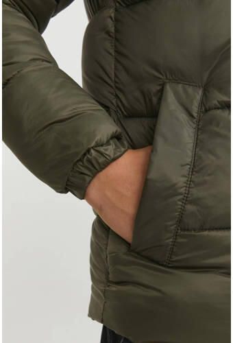 Jack & jones JUNIOR gewatteerde winterjas JJETOBY van gerecycled polyester donkergroen zwart 176 - Foto 4