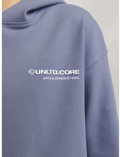 Jack & jones JUNIOR hoodie JCOAERO met tekst zachtblauw Sweater Tekst 128