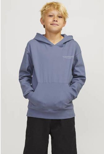 Jack & jones JUNIOR hoodie JCOAERO met tekst zachtblauw Sweater Tekst 128 - Foto 2