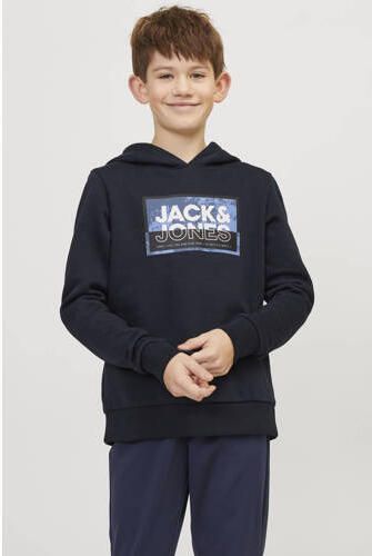 Jack & jones JUNIOR hoodie JCOLOGAN met logo donkerblauw Sweater Logo 140 - Foto 2