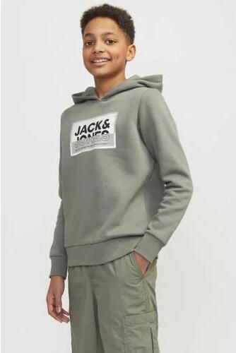 Jack & jones JUNIOR hoodie JCOLOGAN met logo zachtgroen Sweater Logo 128