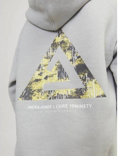 Jack & jones JUNIOR hoodie JCOTRIANGLE met backprint grijs geel Sweater 140 - Foto 2