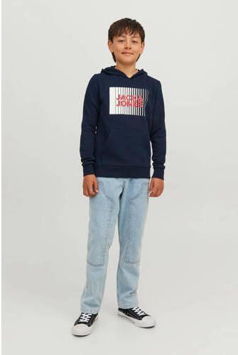 jack & jones JUNIOR hoodie JJECORP met logo donkerblauw Sweater Logo 116