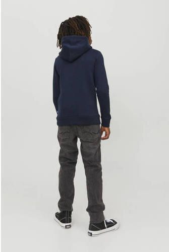Jack & jones JUNIOR hoodie JJECORP met logo donkerblauw wit Sweater Logo 128 - Foto 4