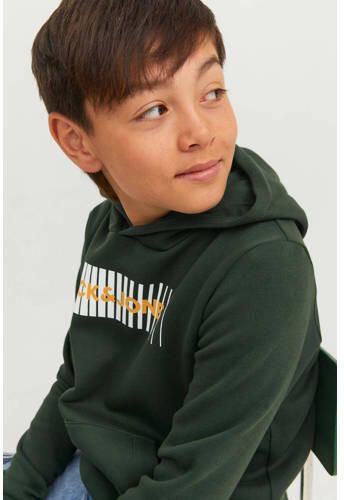 Jack & jones JUNIOR hoodie JJECORP met logo donkergroen Sweater Logo 116 - Foto 2