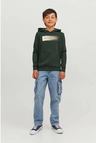 Jack & jones JUNIOR hoodie JJECORP met logo donkergroen Sweater Logo 116 - Foto 4