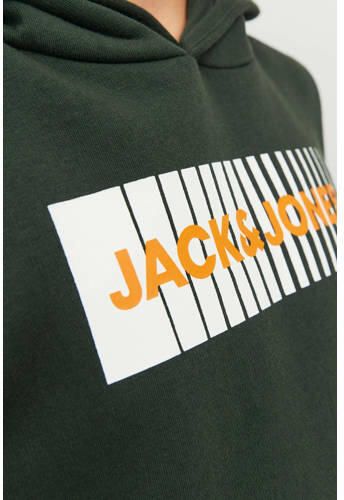 Jack & jones JUNIOR hoodie JJECORP met logo donkergroen Sweater Logo 116 - Foto 3
