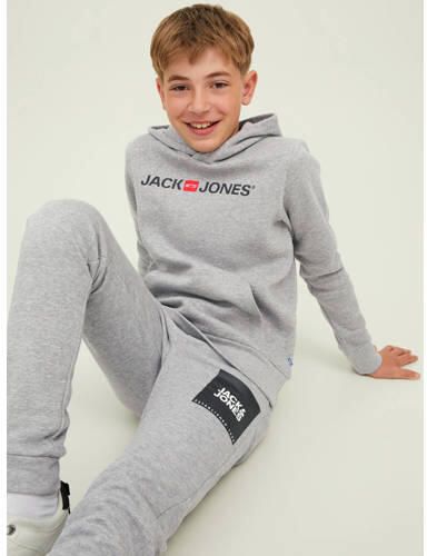 Jack & jones JUNIOR hoodie JJECORP met logo grijs melange Sweater Logo 128 - Foto 4