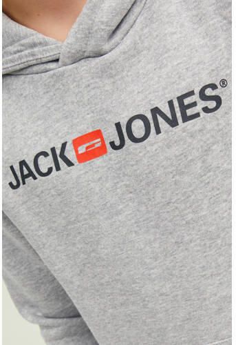 Jack & jones JUNIOR hoodie JJECORP met logo grijs melange Sweater Logo 128 - Foto 3