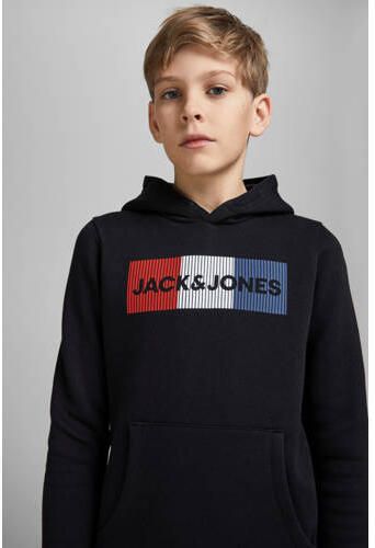 Jack & jones JUNIOR hoodie JJECORP met logo zwart Sweater Logo 140 - Foto 3