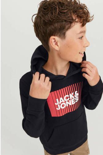 Jack & jones JUNIOR hoodie JJECORP met logo zwart Sweater Logo 176 - Foto 3