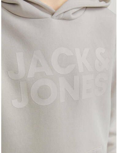 Jack & jones JUNIOR hoodie JJECORP met tekst ecru Sweater Jongens Katoen Capuchon 116 - Foto 3