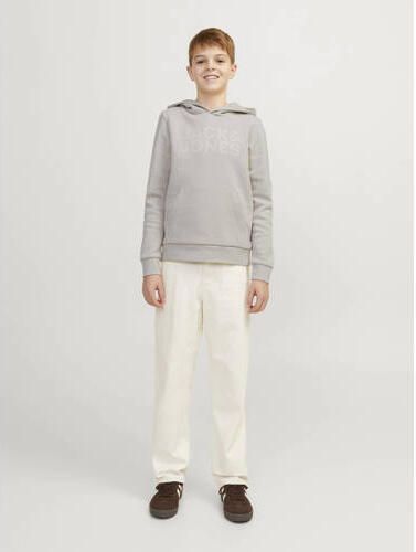 Jack & jones JUNIOR hoodie JJECORP met tekst ecru Sweater Jongens Katoen Capuchon 116