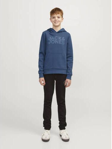 Jack & jones JUNIOR hoodie JJECORP met tekst petrol blauw Sweater Tekst 176 - Foto 2