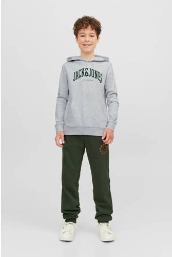Jack & jones JUNIOR hoodie JJEJOSH met logo lichtgrijs melange Sweater 116 - Foto 4