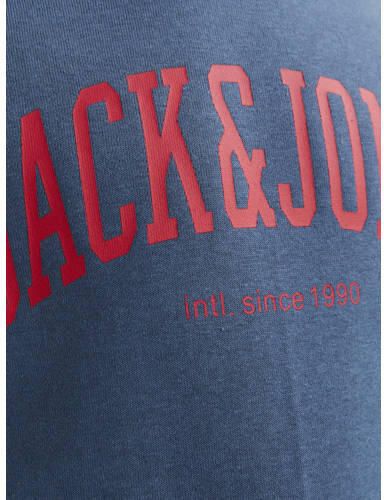 Jack & jones JUNIOR hoodie JJEJOSH SWEAT HOOD SN JNR met tekst blauw rood Sweater 116 - Foto 3